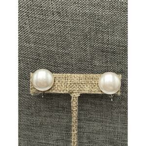 Park Lane Faux Pearls Clip-Ons Earrings White Signed Vintage Silver Tone